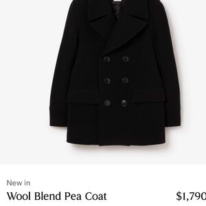 BURBERRY London women’s wool blend black peacoat . Size L.